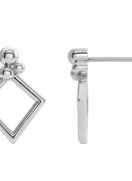 14K White Gold Geometric Earrings