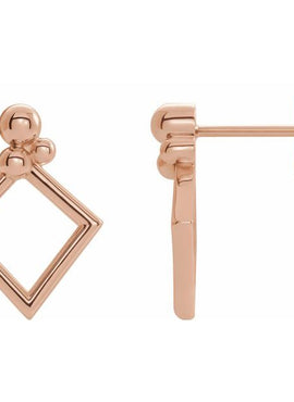 14K White Gold Geometric Earrings