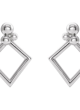 14K White Gold Geometric Earrings