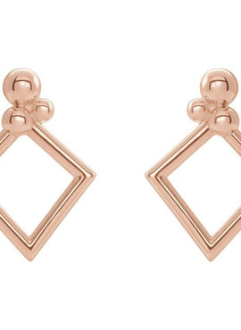14K White Gold Geometric Earrings