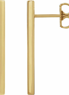 14K White Gold Bar Earrings