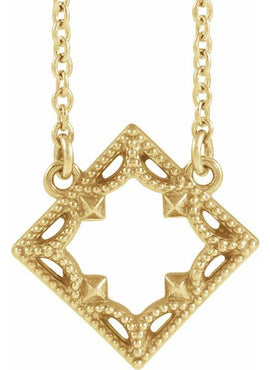 14K White Gold Vintage-Inspired Geometric 16