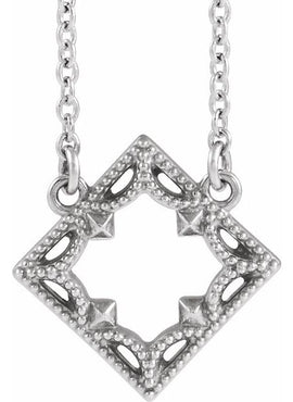 14K White Gold Vintage-Inspired Geometric 16