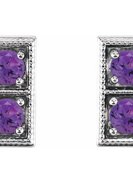 14K White Gold Natural Aquamarine Two-Stone Earrings