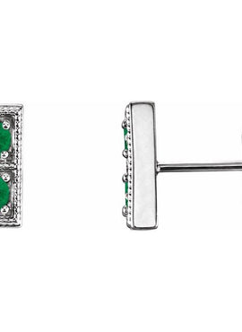 14K White Gold Natural Aquamarine Two-Stone Earrings