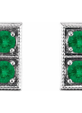 14K White Gold Natural Aquamarine Two-Stone Earrings