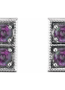 14K White Gold Natural Aquamarine Two-Stone Earrings