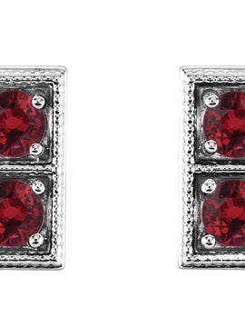 14K White Gold Natural Aquamarine Two-Stone Earrings