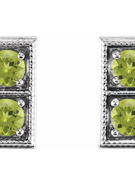 14K White Gold Natural Aquamarine Two-Stone Earrings