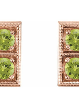 14K White Gold Natural Aquamarine Two-Stone Earrings