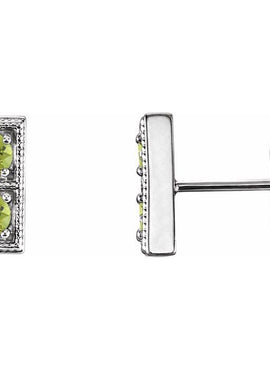 14K White Gold Natural Aquamarine Two-Stone Earrings
