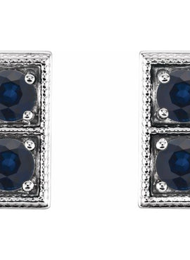 14K White Gold Natural Aquamarine Two-Stone Earrings