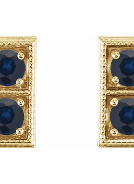 14K White Gold Natural Aquamarine Two-Stone Earrings