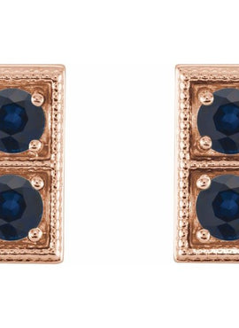 14K White Gold Natural Aquamarine Two-Stone Earrings