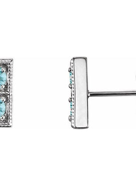14K White Gold Natural Aquamarine Two-Stone Earrings