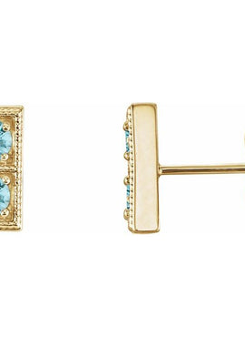 14K White Gold Natural Aquamarine Two-Stone Earrings