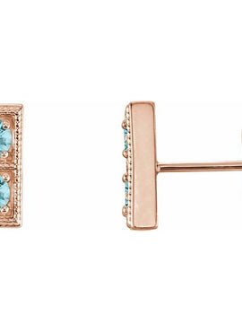 14K White Gold Natural Aquamarine Two-Stone Earrings