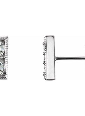 14K White Gold Natural Aquamarine Two-Stone Earrings