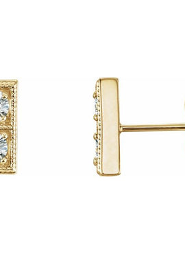 14K White Gold Natural Aquamarine Two-Stone Earrings