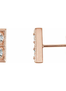 14K White Gold Natural Aquamarine Two-Stone Earrings