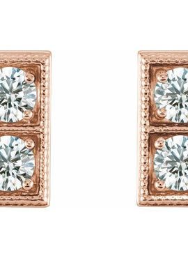 14K White Gold Natural Aquamarine Two-Stone Earrings
