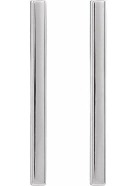 14K White Gold Bar Earrings