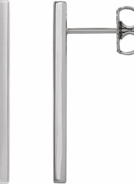 14K White Gold Bar Earrings