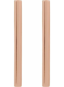 14K White Gold Bar Earrings