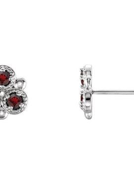 14K White Gold Natural Aquamarine Three-Stone Earrings