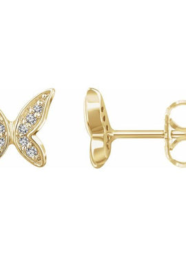 14K White Gold .07 CTW Natural Diamond Butterfly Youth Earrings