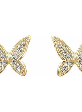 14K White Gold .07 CTW Natural Diamond Butterfly Youth Earrings