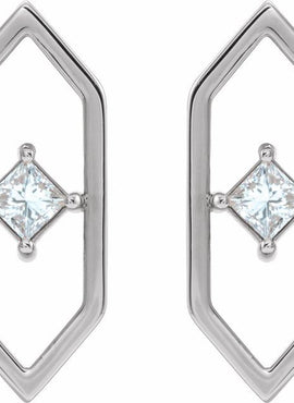 14K White Gold 1/3 CTW Natural Diamond Geometric Earrings
