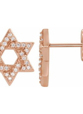 14K White Gold 1/8 CTW Natural Diamond Star of David Earrings