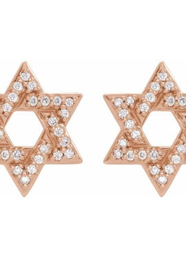 14K White Gold 1/8 CTW Natural Diamond Star of David Earrings