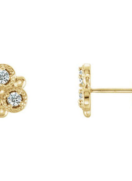 14K White Gold Natural Aquamarine Three-Stone Earrings