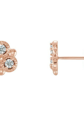 14K White Gold Natural Aquamarine Three-Stone Earrings