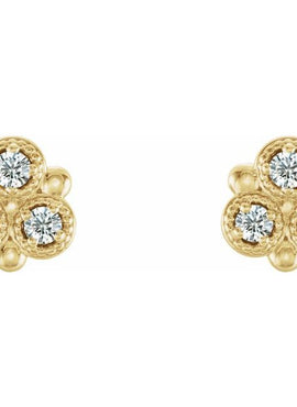 14K White Gold Natural Aquamarine Three-Stone Earrings