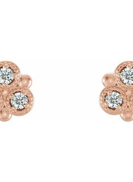 14K White Gold Natural Aquamarine Three-Stone Earrings