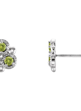 14K White Gold Natural Aquamarine Three-Stone Earrings