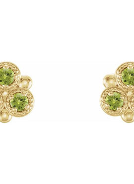 14K White Gold Natural Aquamarine Three-Stone Earrings