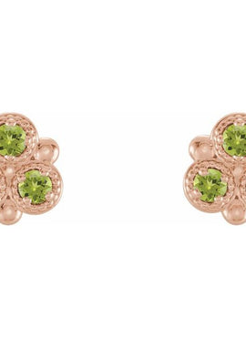 14K White Gold Natural Aquamarine Three-Stone Earrings