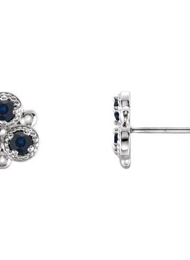 14K White Gold Natural Aquamarine Three-Stone Earrings