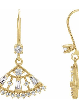 14K White Gold 3/4 CTW Natural Diamond Fan Earrings