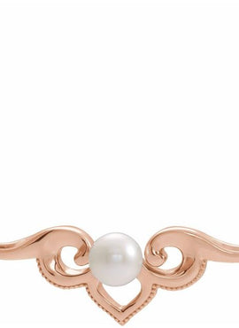 14K White Gold Cultured White Freshwater Pearl Bar 16