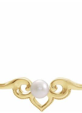 14K White Gold Cultured White Freshwater Pearl Bar 16