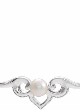 14K White Gold Cultured White Freshwater Pearl Bar 16