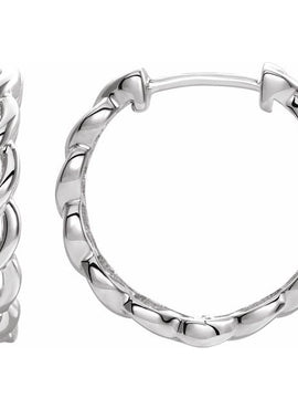 14K Yellow Gold Chain Link Hinged 19.6 mm Hoop Earrings