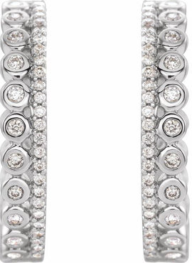 14K Yellow Gold 1/3 CTW Natural Diamond Geometric 19.1 mm Hoop Earrings