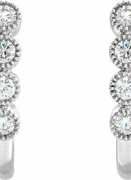 14K Yellow Gold 1/4 CTW Natural Diamond J-Hoop Earrings