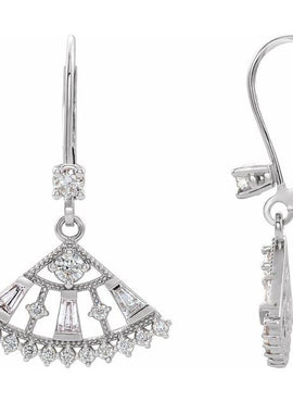 14K White Gold 3/4 CTW Natural Diamond Fan Earrings
